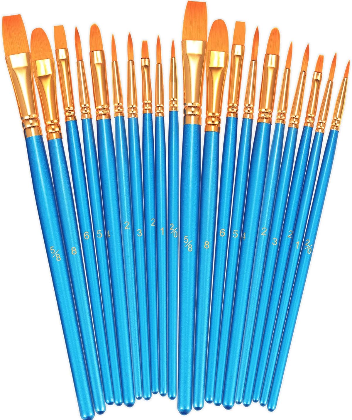 BOSOBO set of 20 small round and flat craft paint brushes