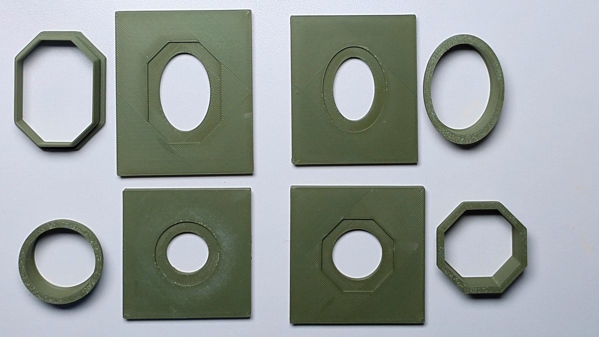 Coco's green 3D printed plate molds and cutters in four shapes