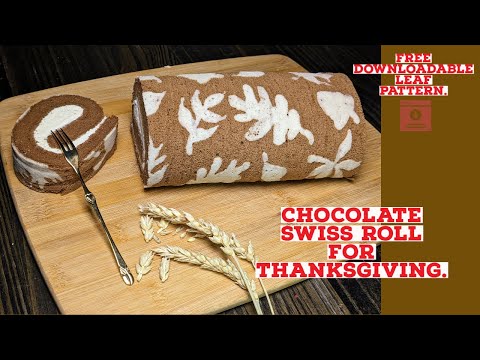 Video thumbnail: How to make a chocolate Swiss roll cake for Thanksgiving. With free downloadable pattern