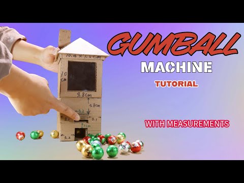 Video thumbnail: How to make a cardboard gumball machine. With measurements