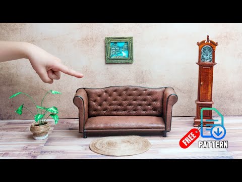 Video thumbnail: How to make a miniature leather couch - With free pattern