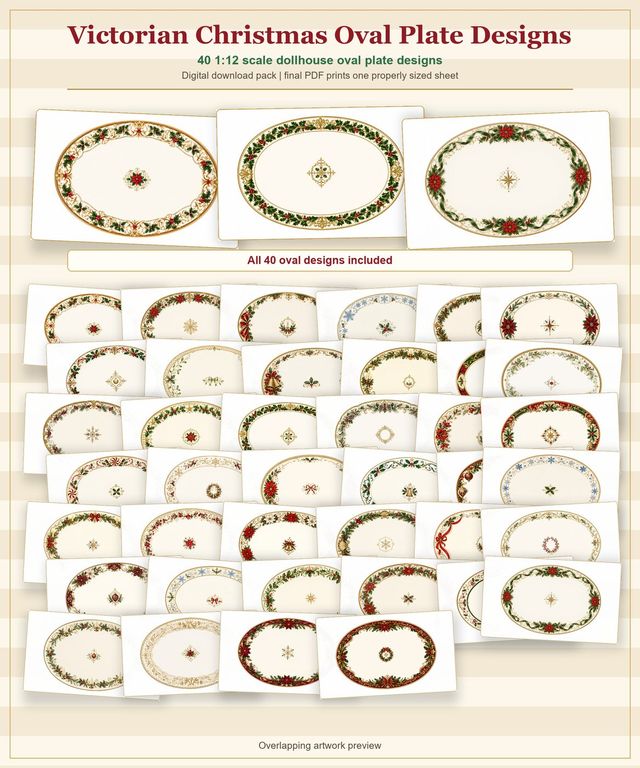 Victorian Christmas Plate Designs · 40 Oval