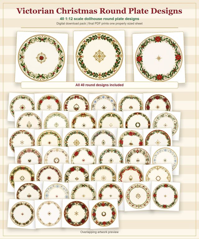Victorian Christmas Plate Designs · 40 Round