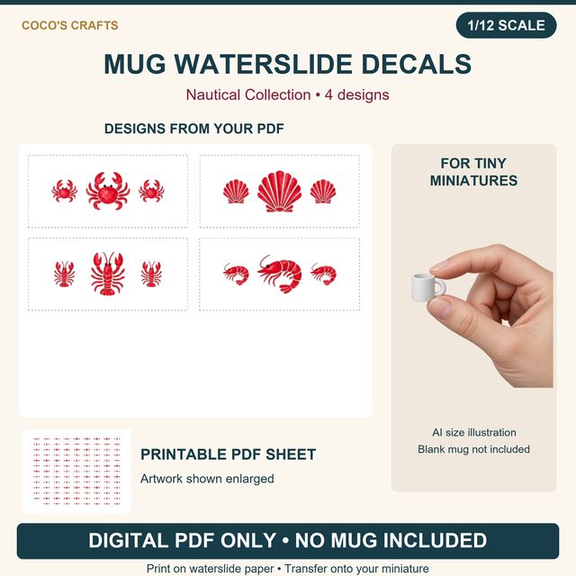 Nautical Collection Mug Waterslide Decals, 4 Designs