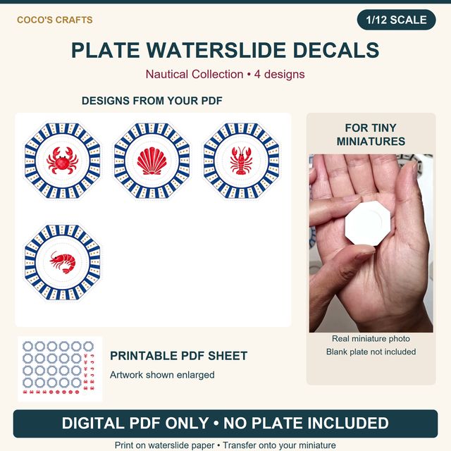 Nautical Collection Plate Waterslide Decals, 4 Designs