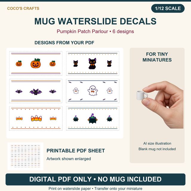 Pumpkin Patch Parlour Mug Waterslide Decals, 6 Designs