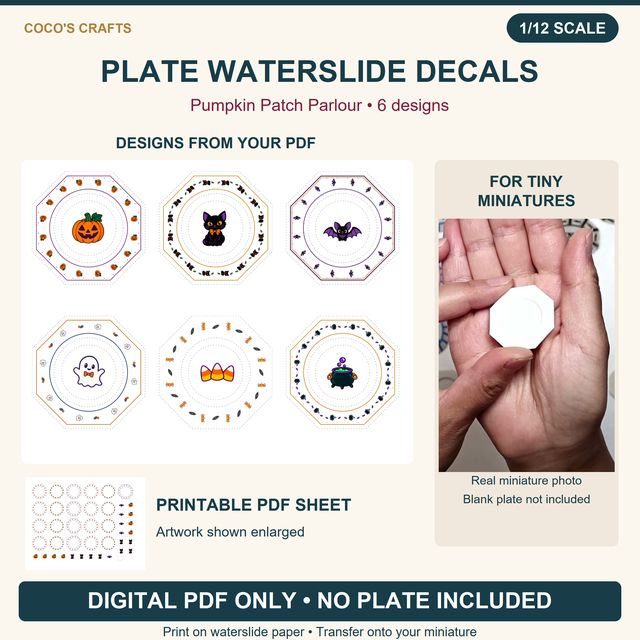 Pumpkin Patch Parlour Plate Waterslide Decals, 6 Designs